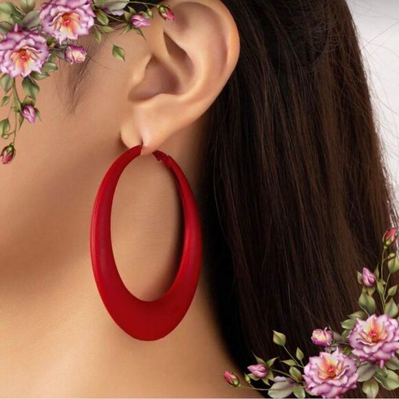 Jewelry - Minimalistic Red Hoop Earrings